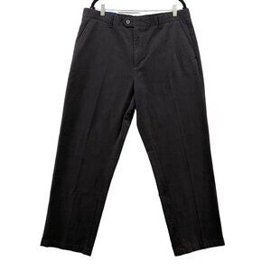 NWT Maine Bay Black Chino Pants Mens 38x32 Straight Flat Front Workwear Cotton